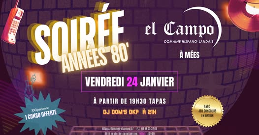 Soirée années 80 Le 24 janv 2025