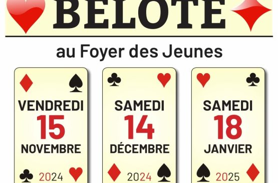 Concours de belote Du 15/11/2024 au 18/1/2025