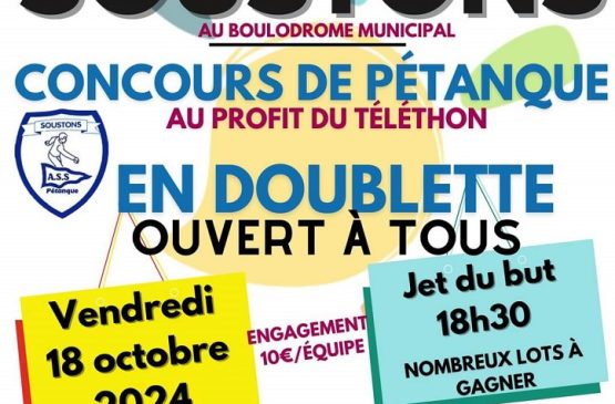 Concours de pétanque - Téléthon 2024 Le 18 oct 2024