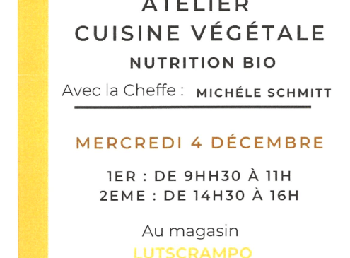 Atelier cuisine végétale à Lutscrampo Le 4 déc 2024