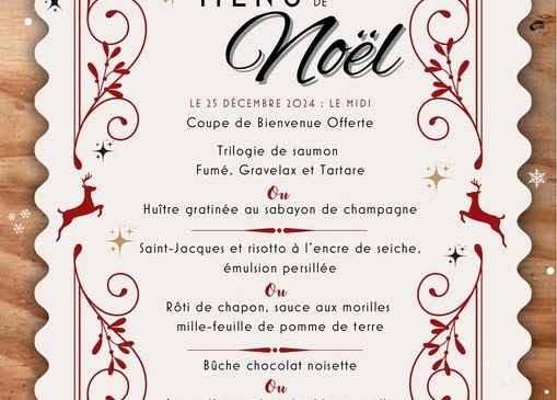 Menu de Noël à la Brasserie du Casino Le 25 déc 2024